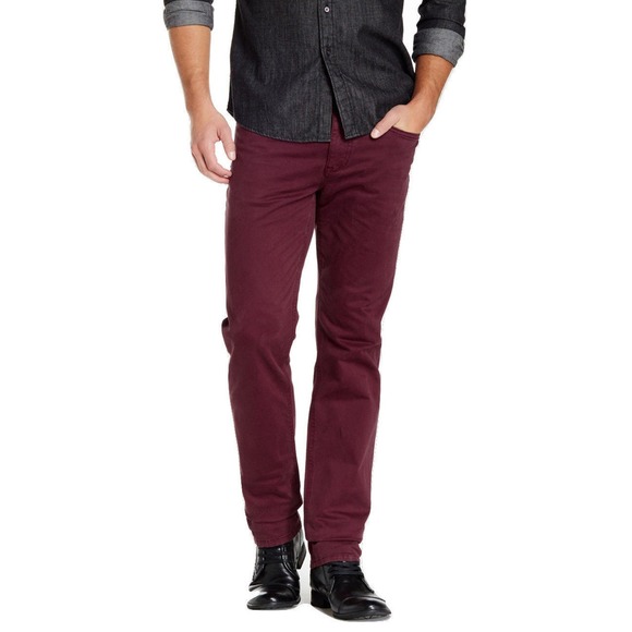 Joe's Jeans Gianni Brixton Straight + Narrow Twill Khaki Pants Wine 31 $158